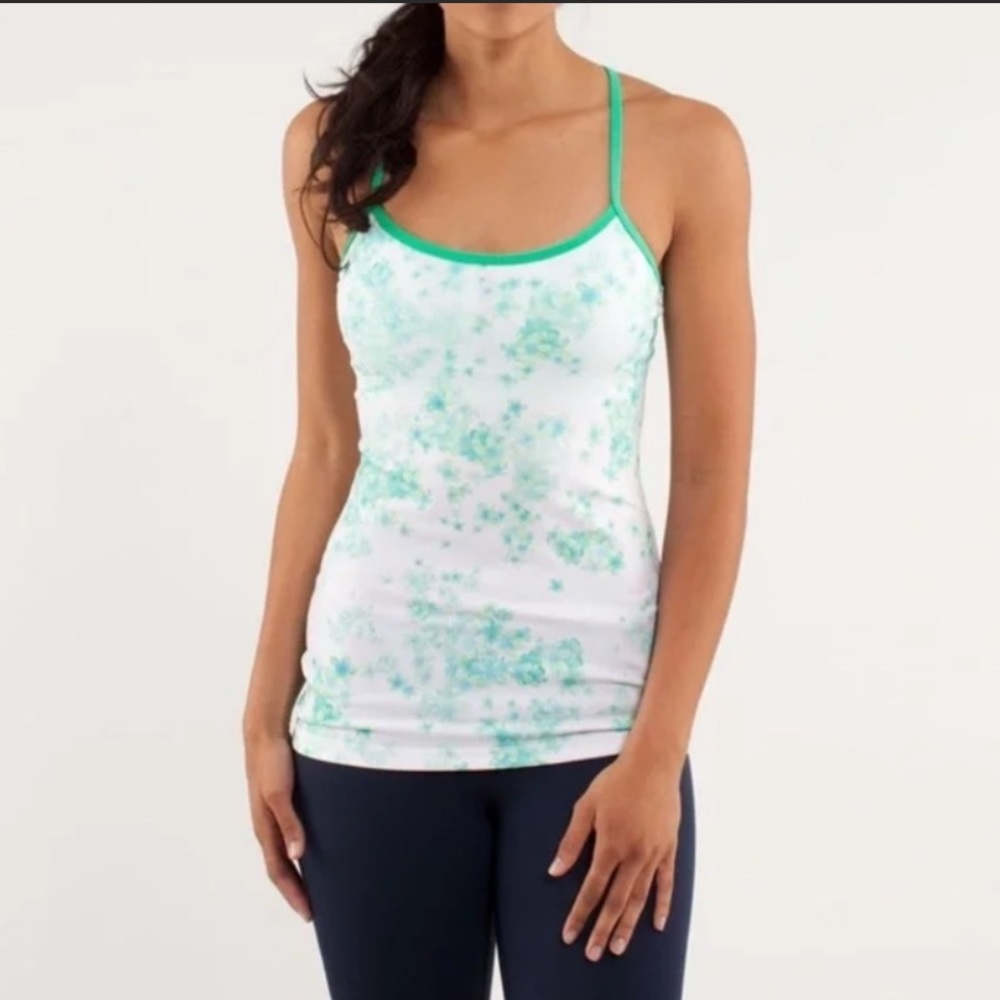 RARE Lululemon Power Y Tank in Parfair Frangipani Green Floral SZ 4